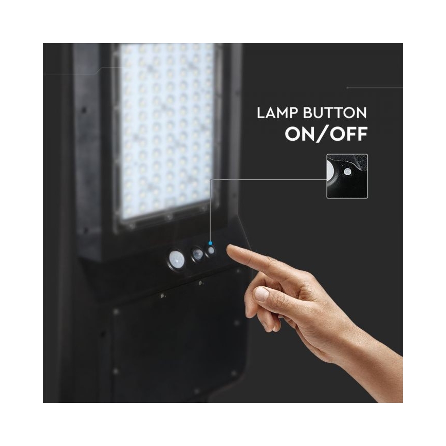 LED Solcellsgatulampa med sensor LED/40W/9,6V IP65 6000K 12000 mAh + fjärrkontroll