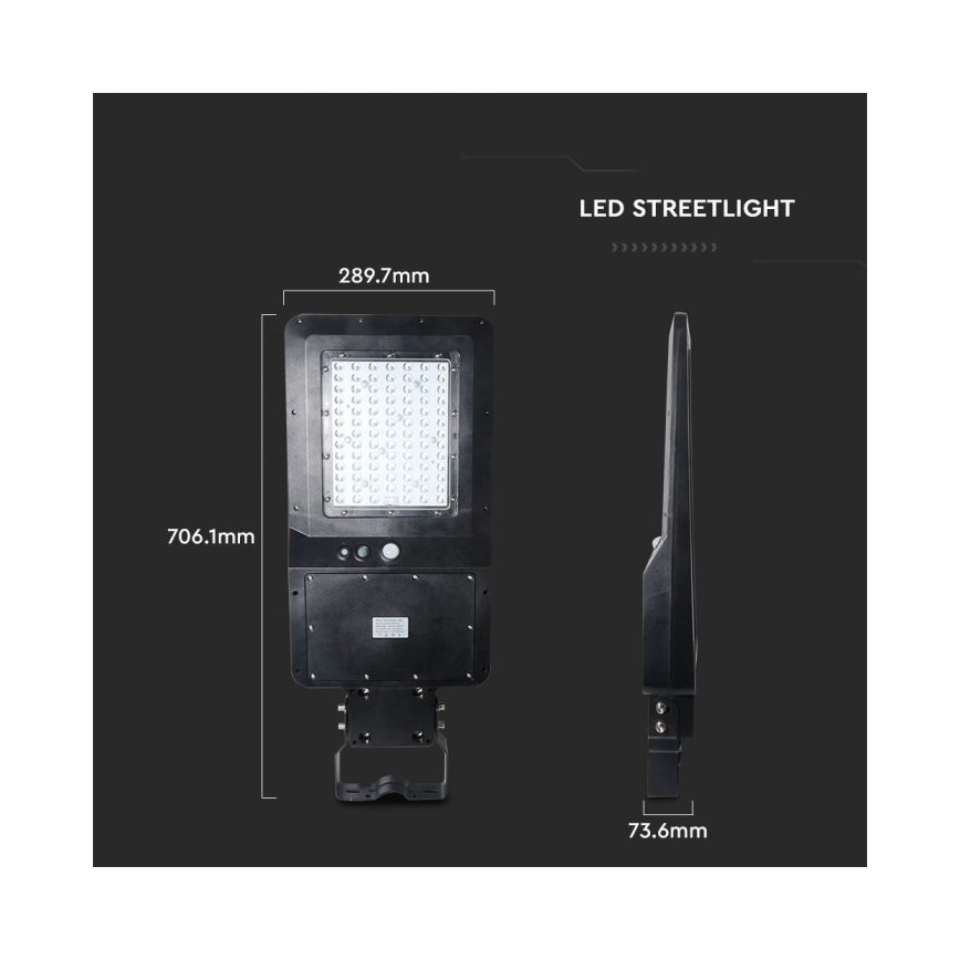 LED Solcellsgatulampa med sensor LED/40W/9,6V IP65 6000K 12000 mAh + fjärrkontroll