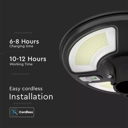 LED Solcellsgatulampa med sensor LED/7,5W/3,2V IP65 4000K 15000 mAh + fjärrkontroll