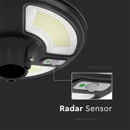 LED Solcellsgatulampa med sensor LED/7,5W/3,2V IP65 4000K 15000 mAh + fjärrkontroll