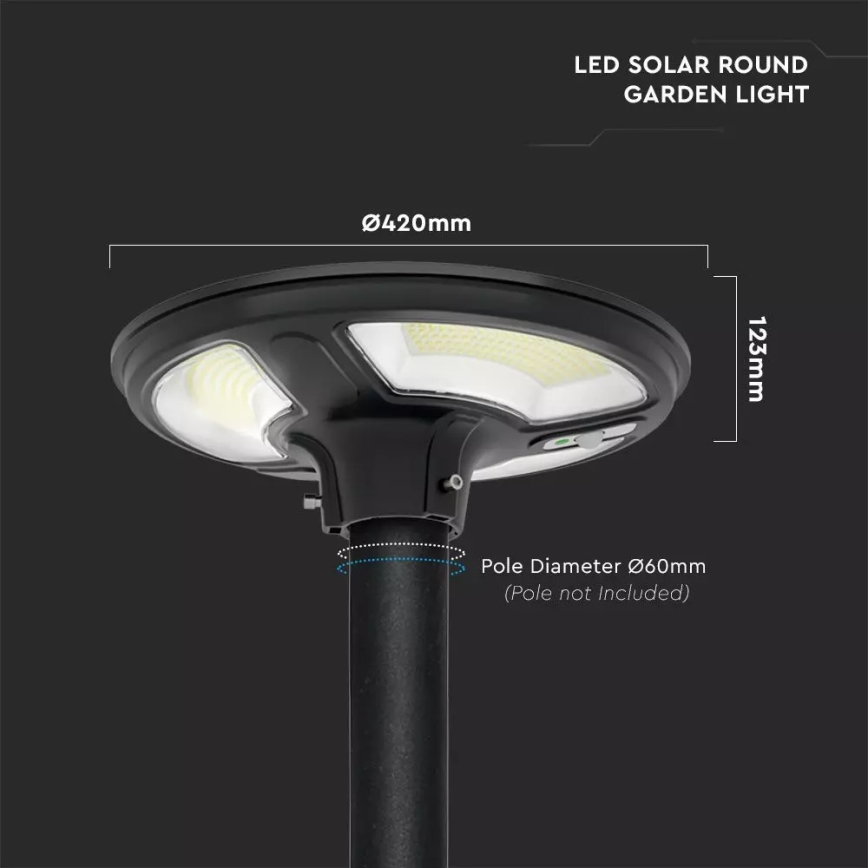 LED Solcellsgatulampa med sensor LED/7,5W/3,2V IP65 4000K 15000 mAh + fjärrkontroll