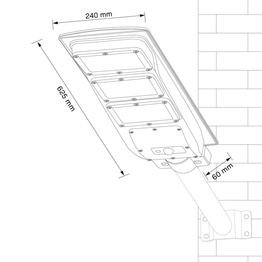 LED Solcellsgatulampa med sensor STREET LED/10W/3,2V IP65 + fjärrkontroll