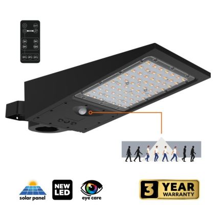 Dimmbar solcellsdriven gatulampa med sensor STREET LED/30W/9,6V 3000/4000K 6000 mAh IP65 + fjärrkontroll