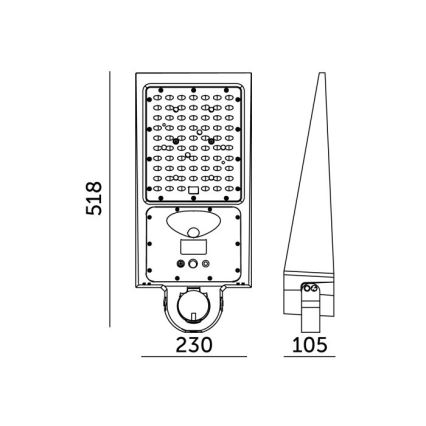 Dimmbar solcellsdriven gatulampa med sensor STREET LED/30W/9,6V 3000/4000K 6000 mAh IP65 + fjärrkontroll