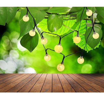 LED solkedja  30xLED/8 funktioner 4,9m IP44 varm vit