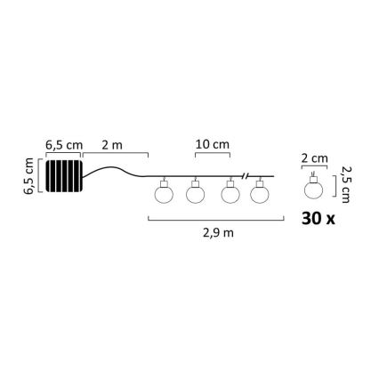 LED solkedja  30xLED/8 funktioner 4,9m IP44 varm vit