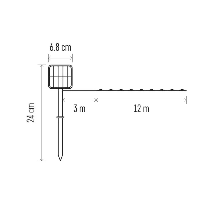 LED Solcellsljusslinga LED/2,4W/1,2V 1xAA 15 m IP44 3000K 600 mAh
