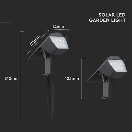 LED solcellslampa 2-i-1 LED/1,3W/3,7V 3000/4000/6400K IP65 1200 mAh