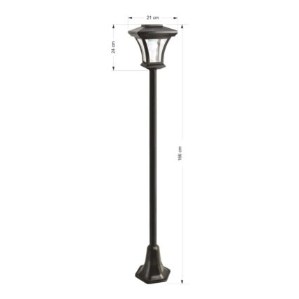 LED-solcellslampa för utomhusbruk LED 1,2 V 1800 mAh IP44 svart