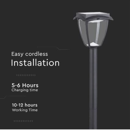 LED Solcellslampa LED/2W/230V 93 cm 3000/6000K IP65