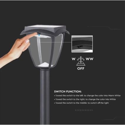 LED Solcellslampa LED/2W/230V 93 cm 3000/6000K IP65