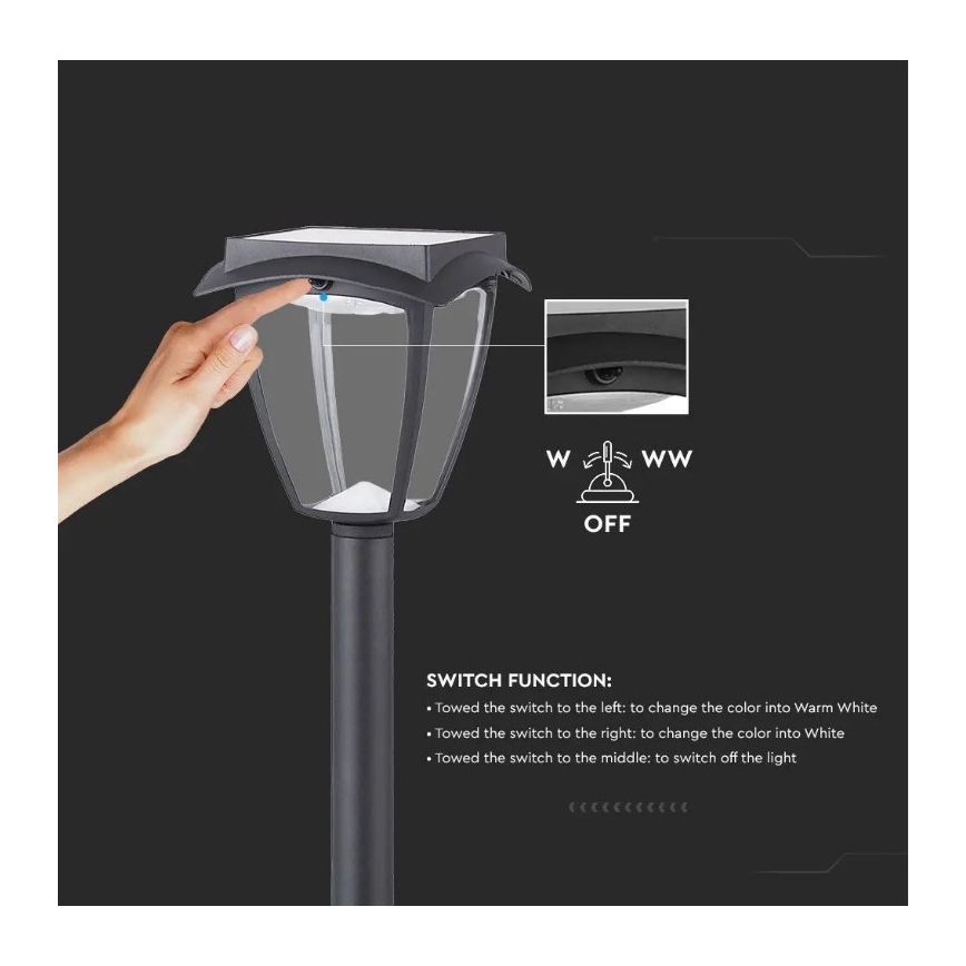 LED Solcellslampa LED/2W/230V 93 cm 3000/6000K IP65