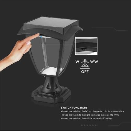 LED solcellslampa LED/2W/3,7V 3000/6000K IP65