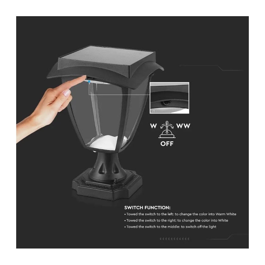 LED solcellslampa LED/2W/3,7V 3000/6000K IP65