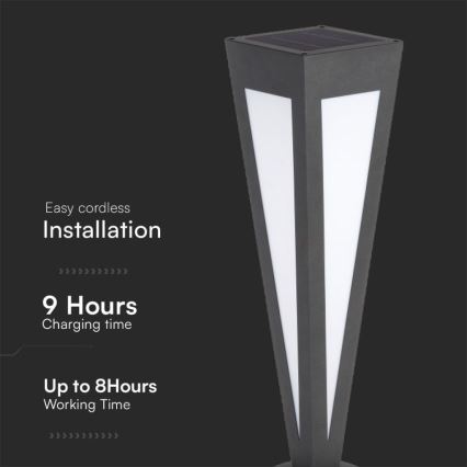 LED solcellslampa LED/2W/3,7V IP65 3000K svart + fjärrkontroll