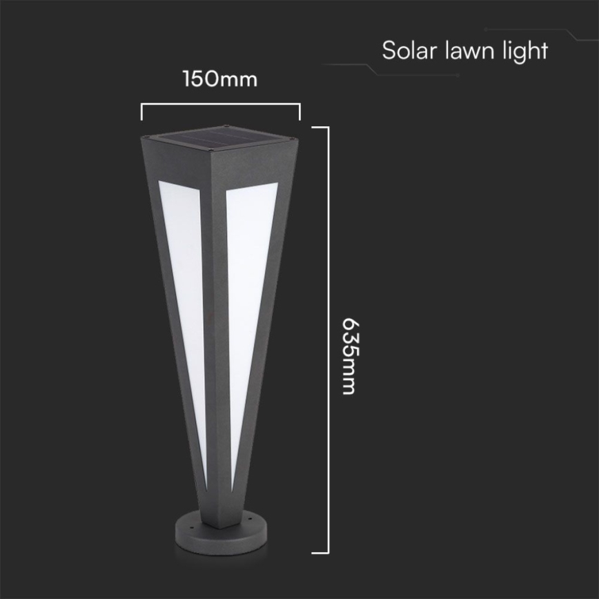 LED solcellslampa LED/2W/3,7V IP65 3000K svart + fjärrkontroll