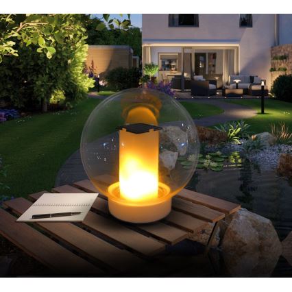 LED Solcellslampa LED/900mAh IP68 vit