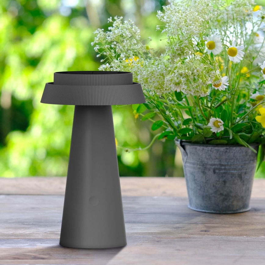 LED Ljusreglerad beröring solcell lampa MARAKESZ LED/3,7V USB 3600 mAh 1800/2700/3000K IP54 grå