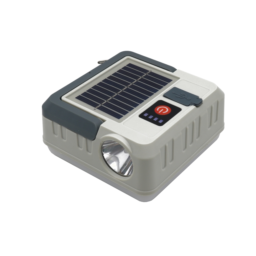 LED Dimbara uppladdningsbara solarlampa med powerbankfunktion LED/1W/5,5V 8000K IPX4 1200 mAh grå