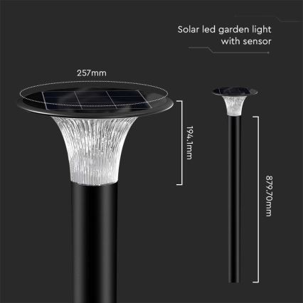 LED solcellslampa med sensor LED/15W/3,2V 4000K/6000K IP65 6000 mAh