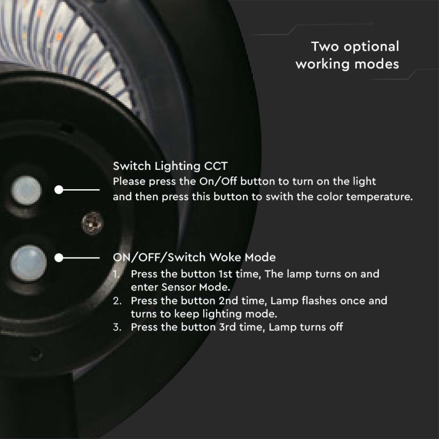 LED solcellslampa med sensor LED/15W/3,2V 4000K/6000K IP65