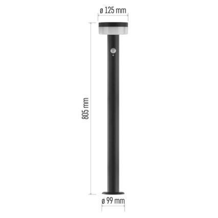 LED solcellslampa med sensor LED/2W/3,7V 1200 mAh IP44 80 cm