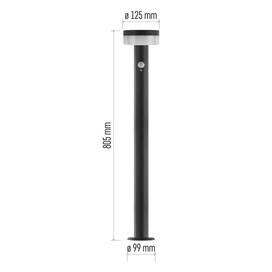 LED solcellslampa med sensor LED/2W/3,7V 1200 mAh IP44 80 cm