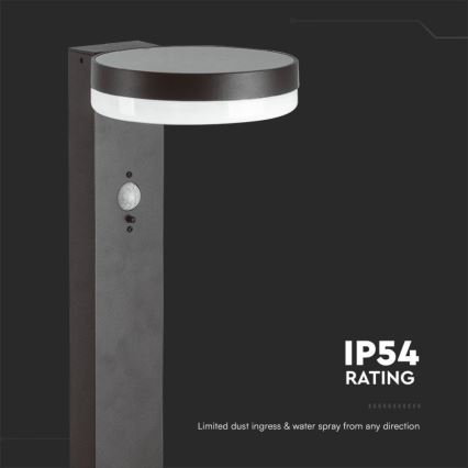 LED solcellslampa med sensor LED/2W/3,7V IP54 3000K rund svart