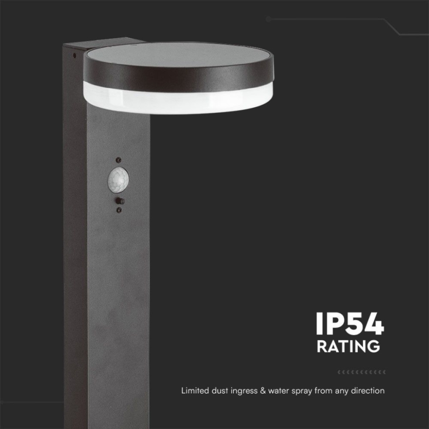 LED solcellslampa med sensor LED/2W/3,7V IP54 3000K rund svart