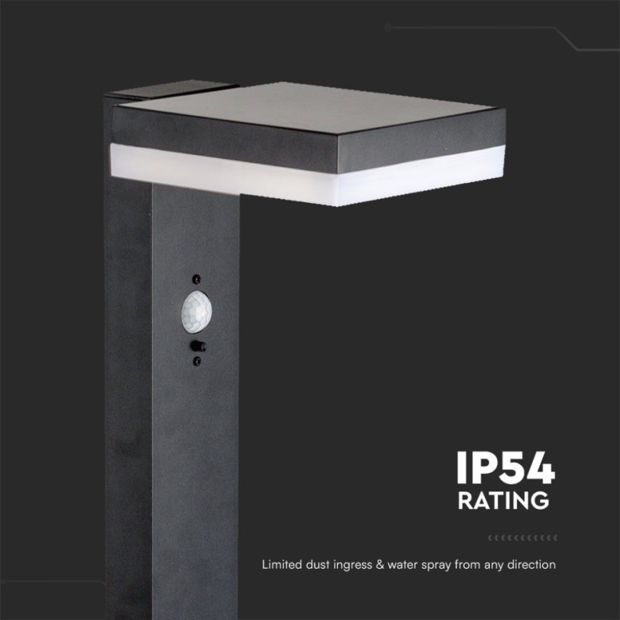 LED solcellslampa med sensor LED/2W/3,7V IP54 3000K vinklat svart