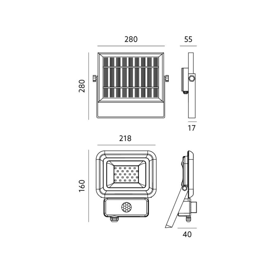 LED Solarlampa med sensor LED/30W/3,7V 6500K IP65 6600 mAh