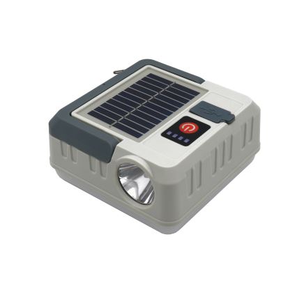 LED Ljusreglerad uppladdningsbar solcell lampa med strömbanksfunktion LED/1W/5,5V 8000K IPX4 1200 mAh grå
