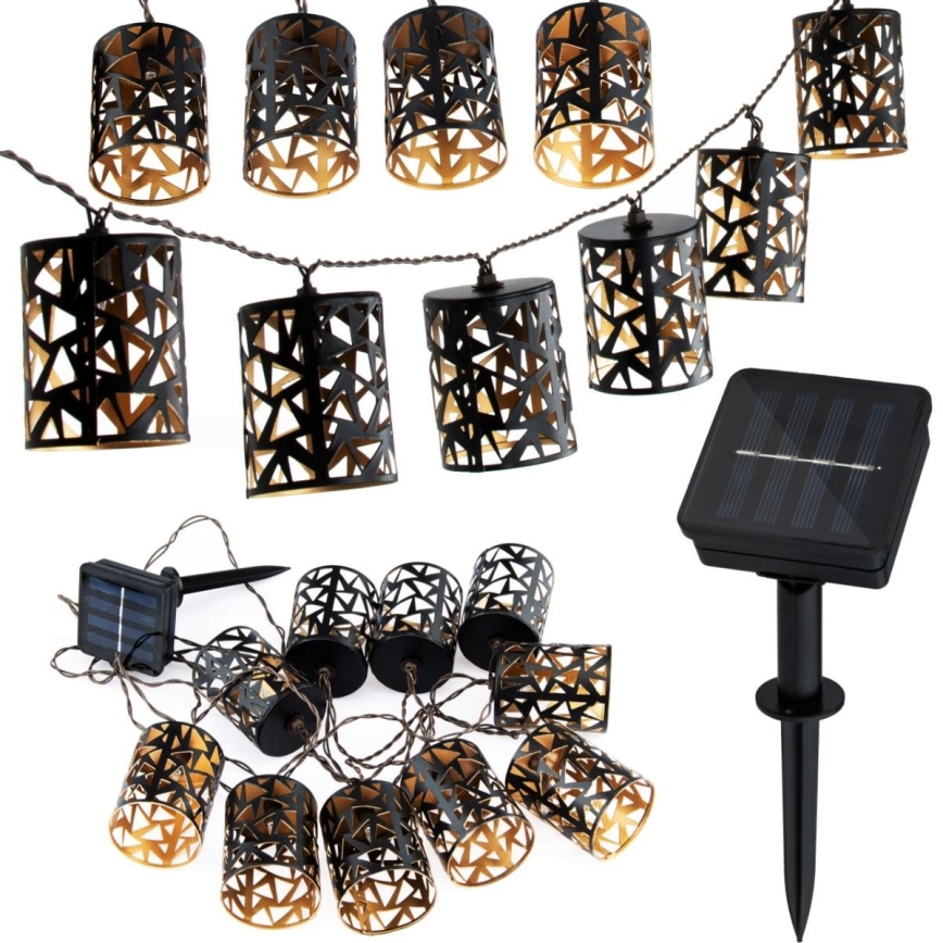 LED solcellsljusslinga 10xE12/3,65m 600 mAh IP44 varm vit