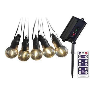 LED solcellsljusslinga 10xLED/0,5/4,5V 12 m 3000K IP44 + fjärrkontroll