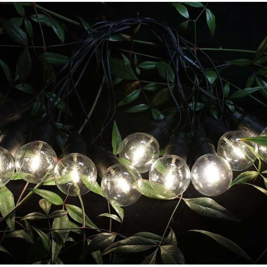 LED solcellsljusslinga 10xLED/0,5/4,5V 12 m 3000K IP44 + fjärrkontroll