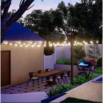 LED solcellsljusslinga 10xLED/0,5/4,5V 12 m 3000K IP44 + fjärrkontroll