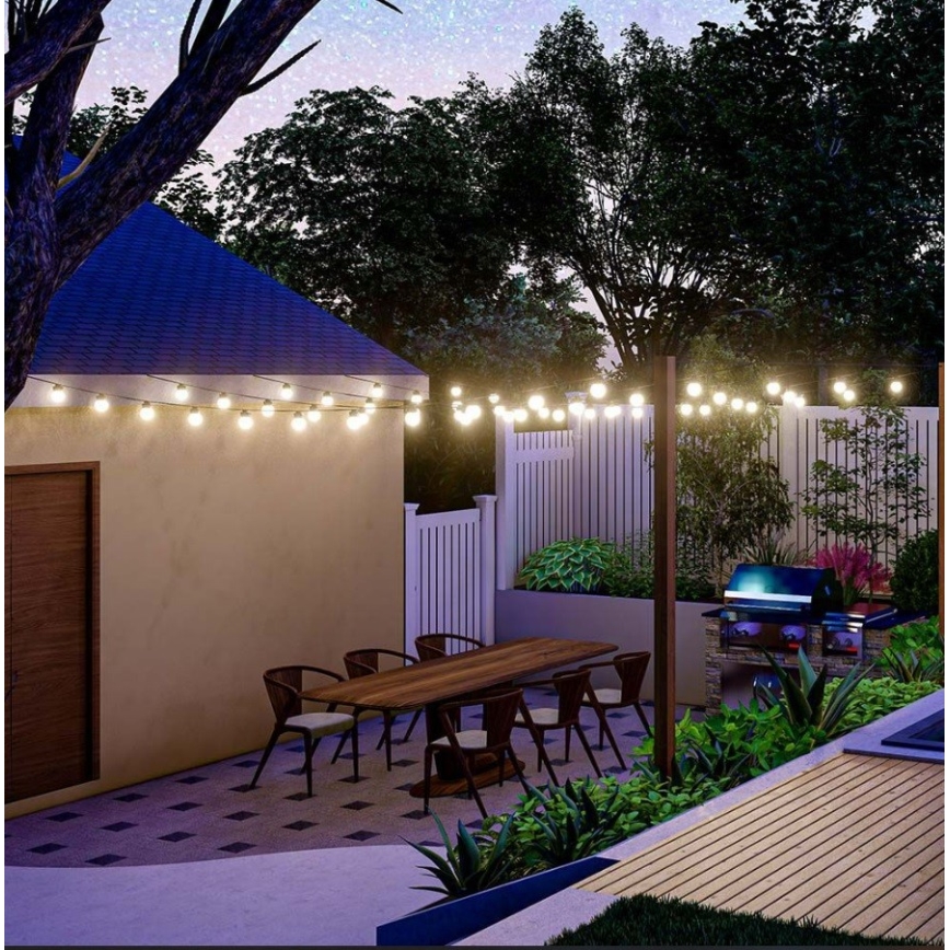 LED solcellsljusslinga 10xLED/0,5/4,5V 12 m 3000K IP44 + fjärrkontroll
