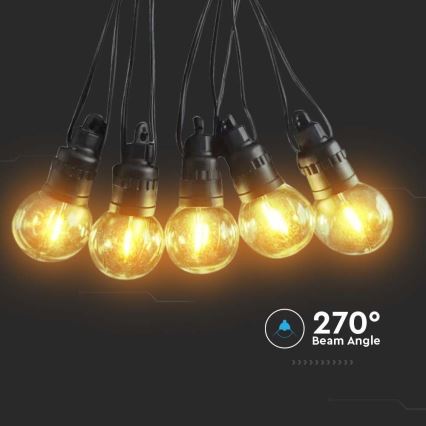 LED solcellsljusslinga 10xLED/0,5/4,5V 12 m 3000K IP44 + fjärrkontroll