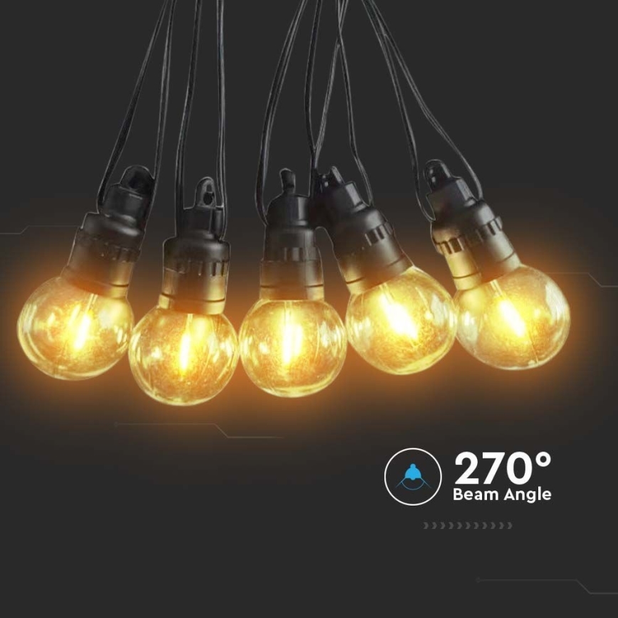 LED solcellsljusslinga 10xLED/0,5/4,5V 12 m 3000K IP44 + fjärrkontroll