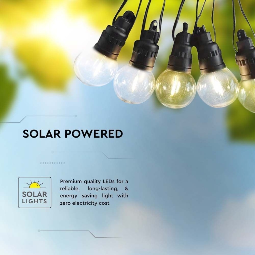 LED solcellsljusslinga 10xLED/0,5/4,5V 12 m 3000K IP44 + fjärrkontroll