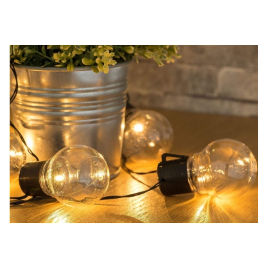 LED solcellsljusslinga 10xLED/1,2V 2m 300 mAh IP44 varm vit