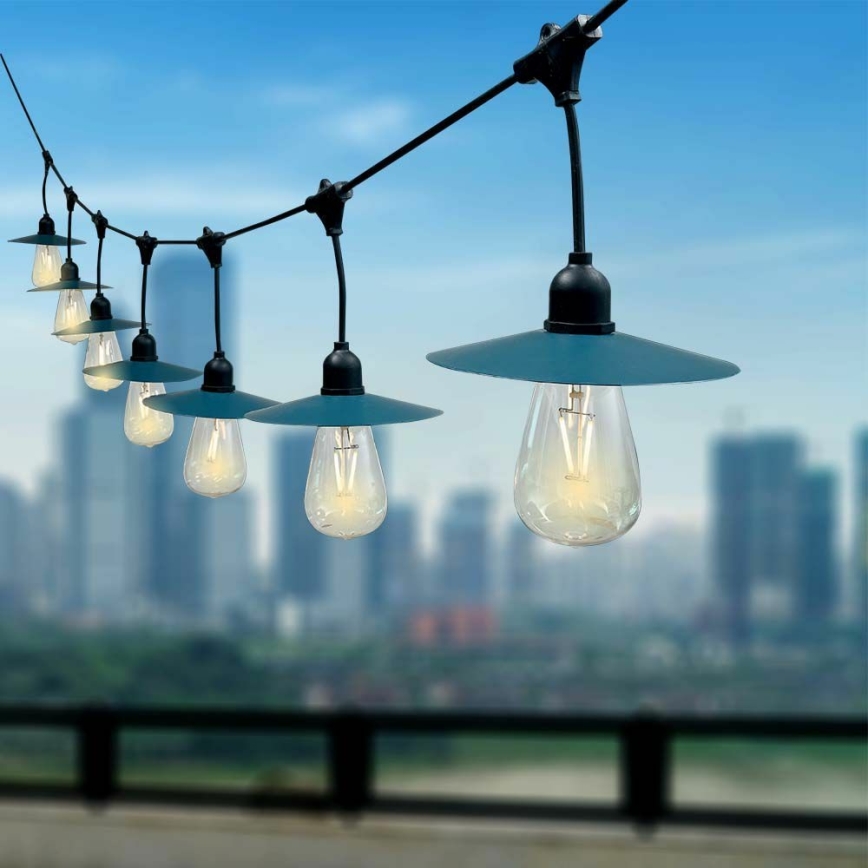 LED solcellsljusslinga 15xLED/0,2W/3,7V 15,6 m 3000K IP44 2400 mAh