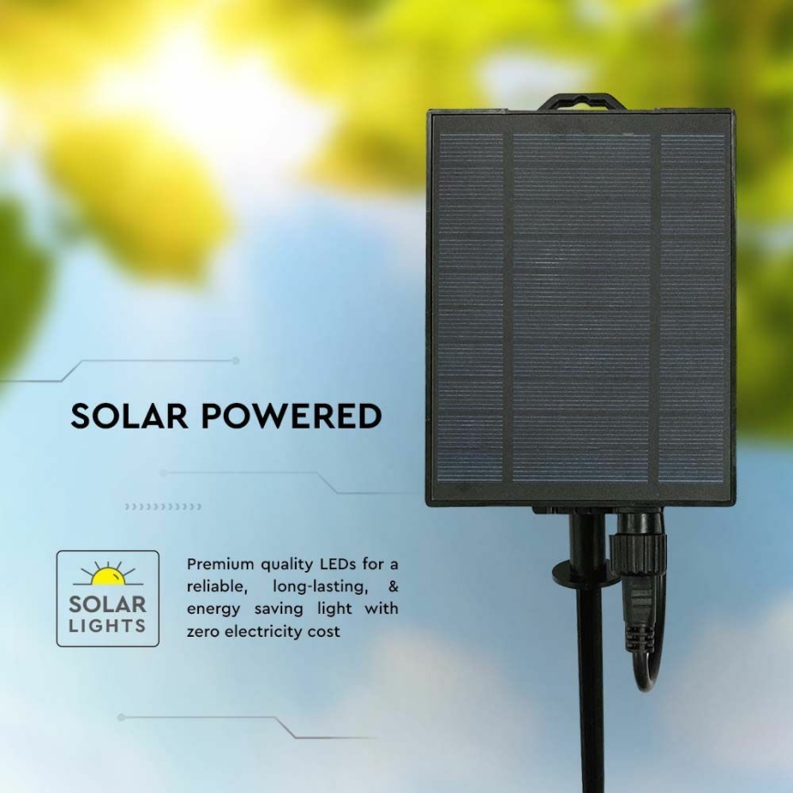 LED solcellsljusslinga 15xLED/0,2W/3,7V 15,6 m 3000K IP44 2400 mAh