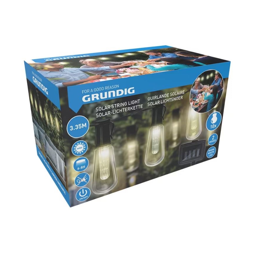 LED solcellsljusslinga 3,35m 10xLED/1,2V
