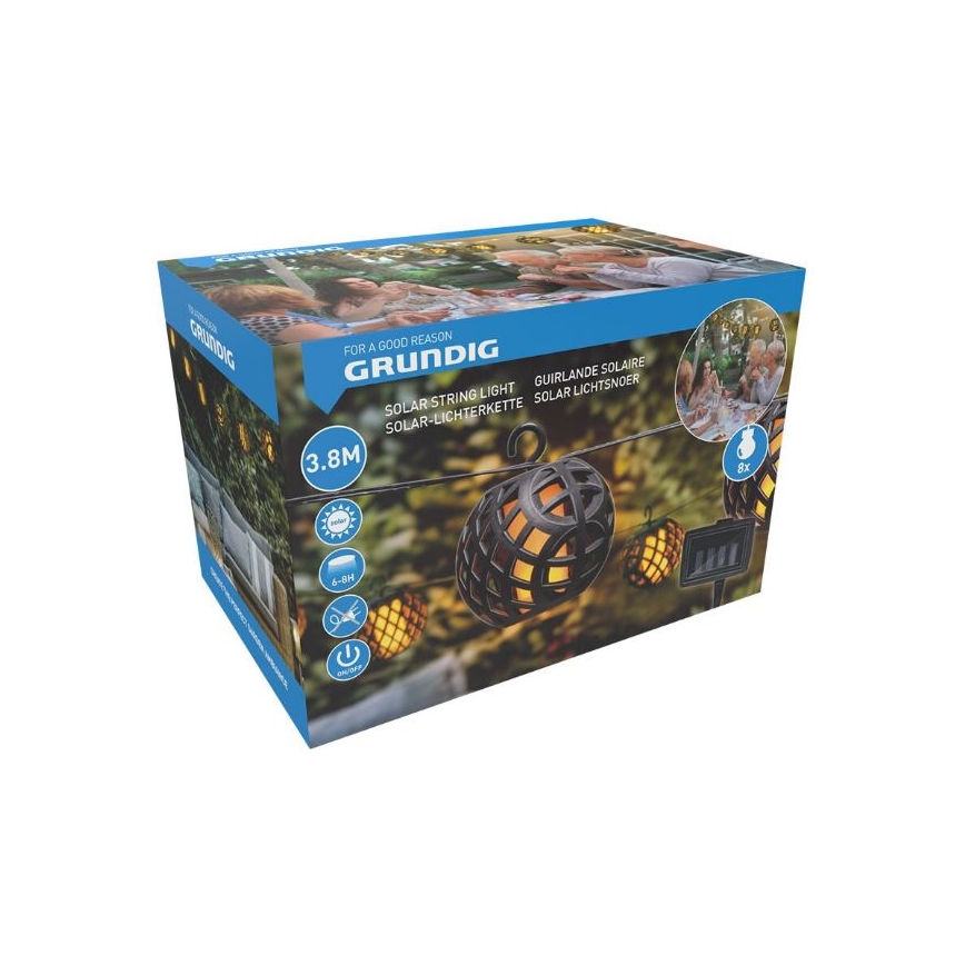 LED solcellsljusslinga 3,8m 8xLED/1,2V