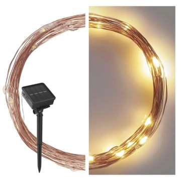 LED solcellsljusslinga LED/2,4W/1,2V 1xAA 15 m IP44 3000K 600 mAh