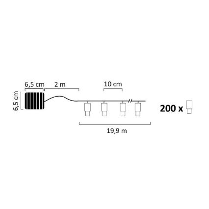 LED solcellsljusslinga SHINE 200xLED/1,2V 21,9 m IP44