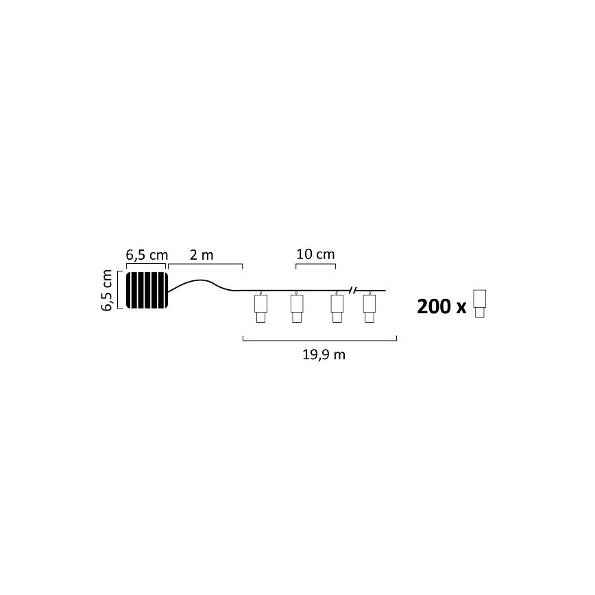 LED solcellsljusslinga SHINE 200xLED/1,2V 21,9 m IP44