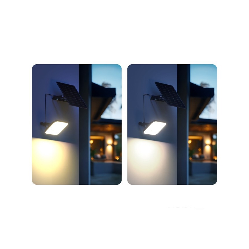 LED dimbar solcellsstrålkastare med sensor LED/10W/3,7V 3000/4000K IP65 3600 mAh + fjärrkontroll