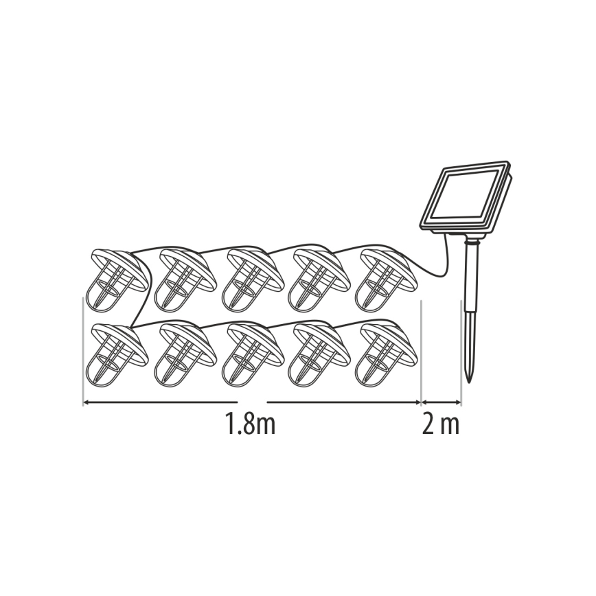 LED solcellsslinga 10xLED/1,2V 300 mAh 3,8 m IP44 kopparfärgad